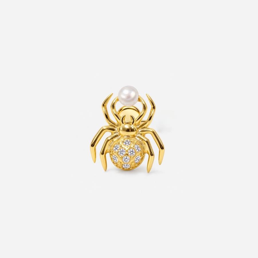 Along Came A Spider Pearl Stud
