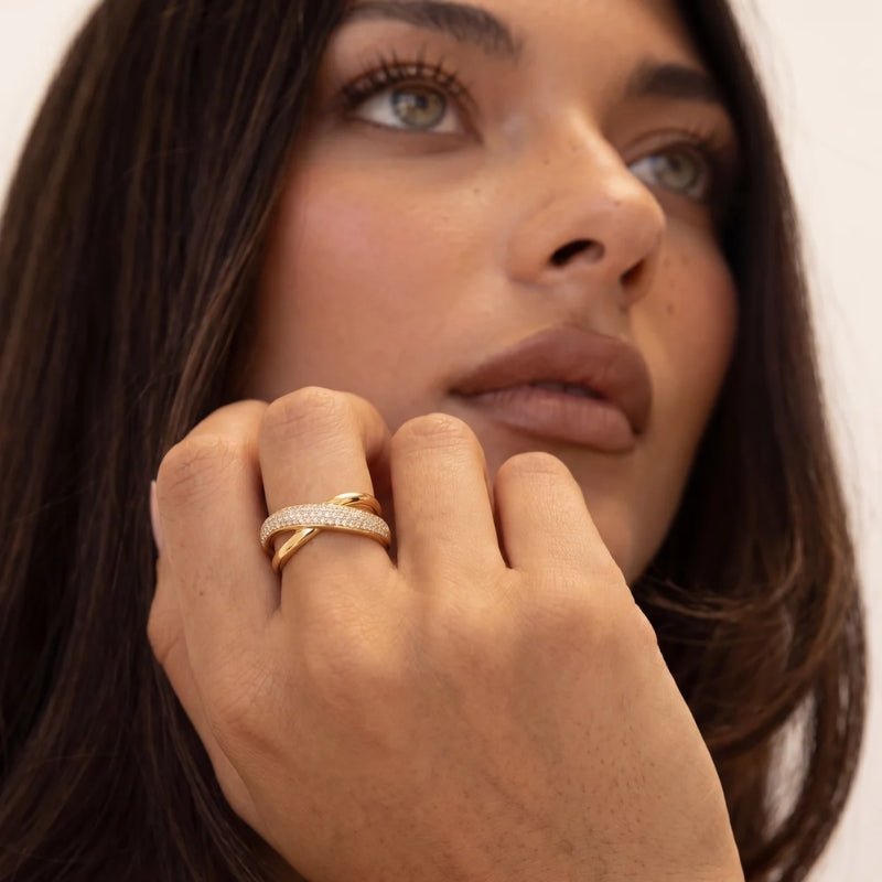 Crossover Ring - Pavé Cocktail CZ | Monrich