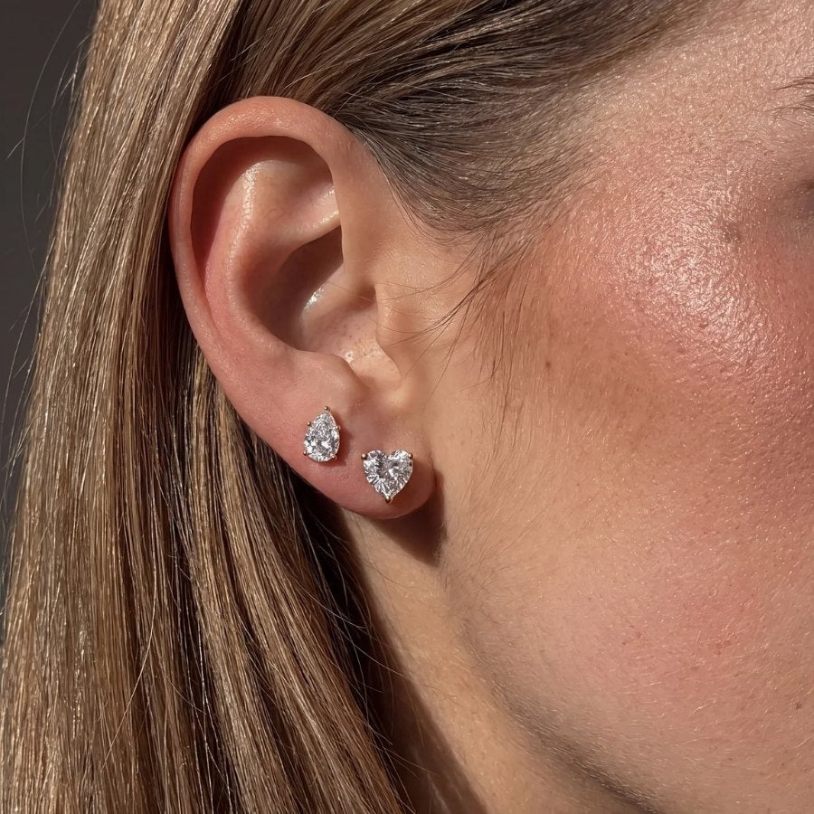 Heart Cut Moissanite Stud Earrings