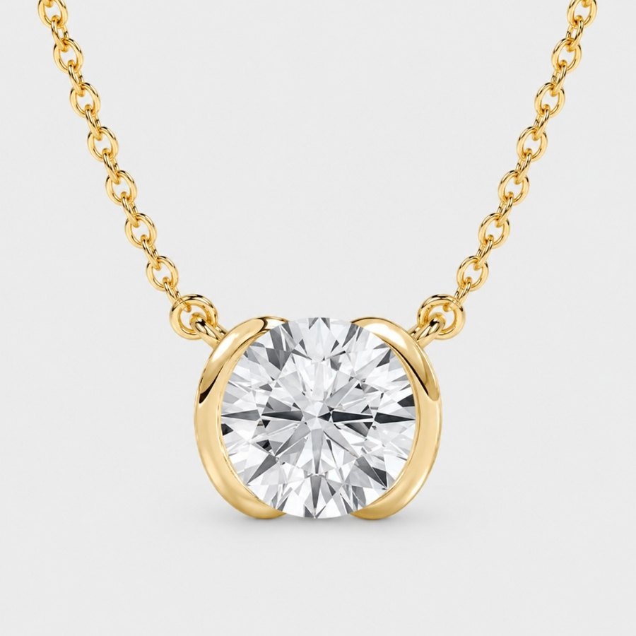 Moissanite Bezel Pendant Necklace