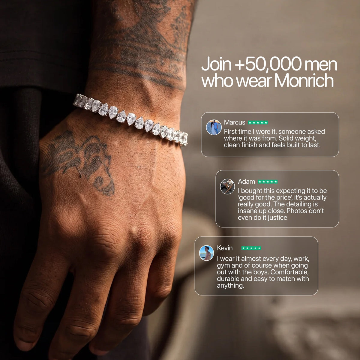 Join +50,000 men who wear Monrich - five star customer reviews