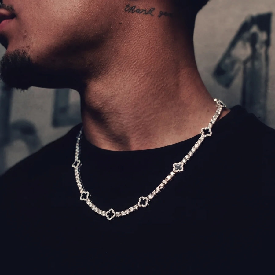 Noir Clover Tennis Chain - 4mm