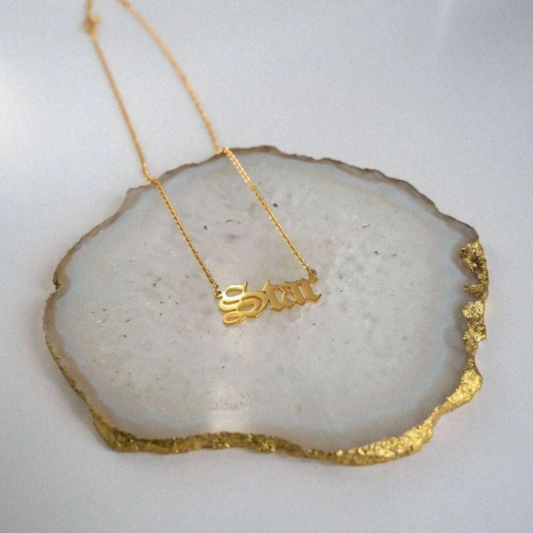 Old English Name Plate Necklace - View 3