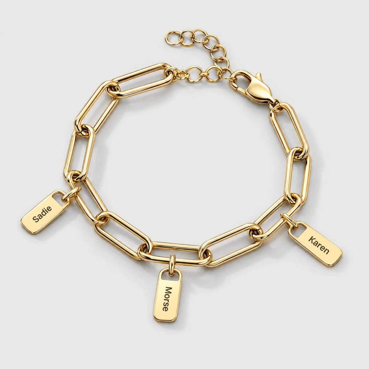 Paperclip Name Tag Custom Bracelet - Gold | Monrich