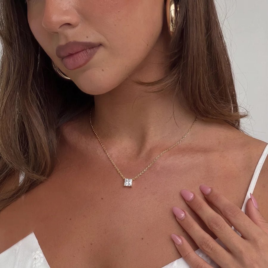 Princess Cut Moissanite Necklace