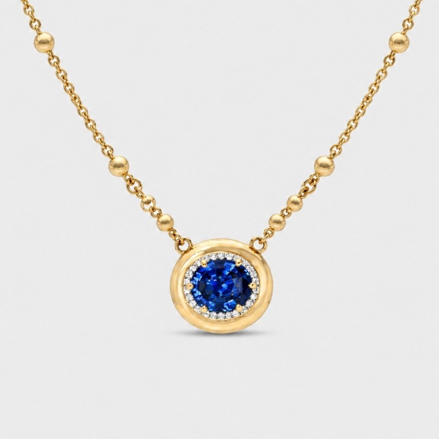 Sapphire Halo Necklace