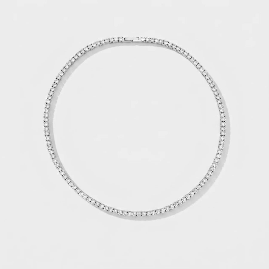 Crystal Choker Necklace - Gold Tennis full angle view