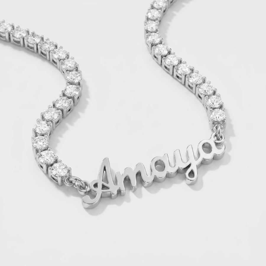 Tennis Name Necklace - Personalised Gold close-up view
