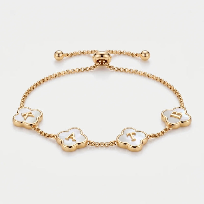 Clover & Pearl Bracelet in 18K gold or silver finish