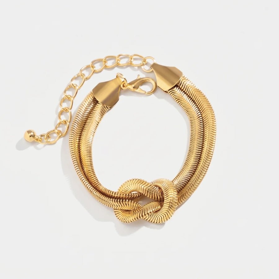 Double Knot Herringbone Bracelet in 18K gold or silver finish