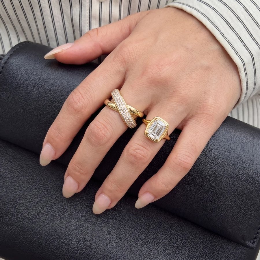 Emerald Cut Crest Ring