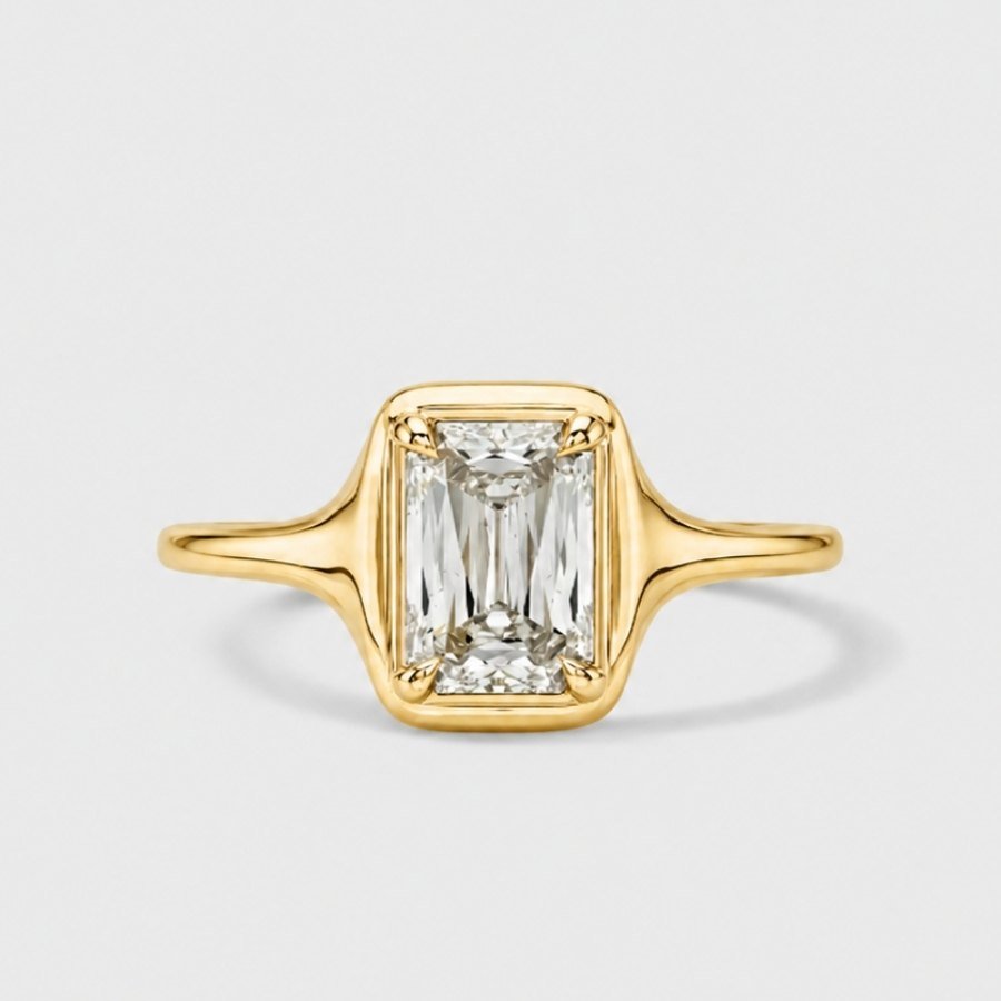 Emerald Cut Crest Ring