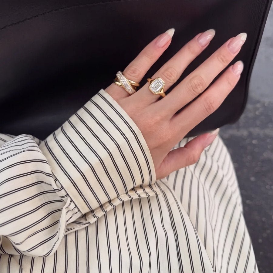 Emerald Cut Crest Ring