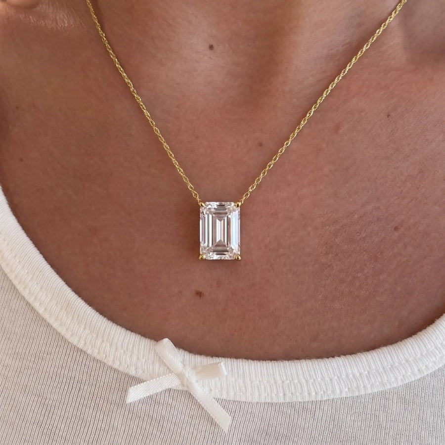 Emerald Cut Moissanite Necklace