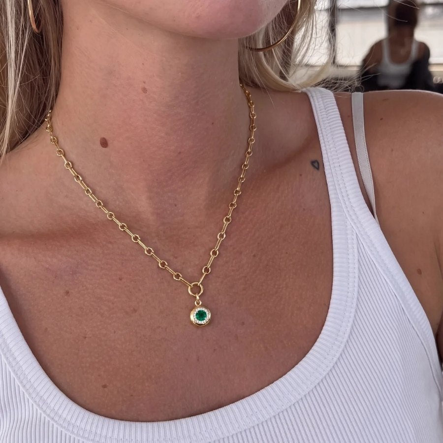 Emerald Halo Necklace