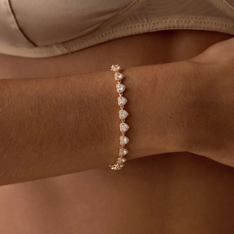 Gold Heart Halo Bracelet | Monrich
