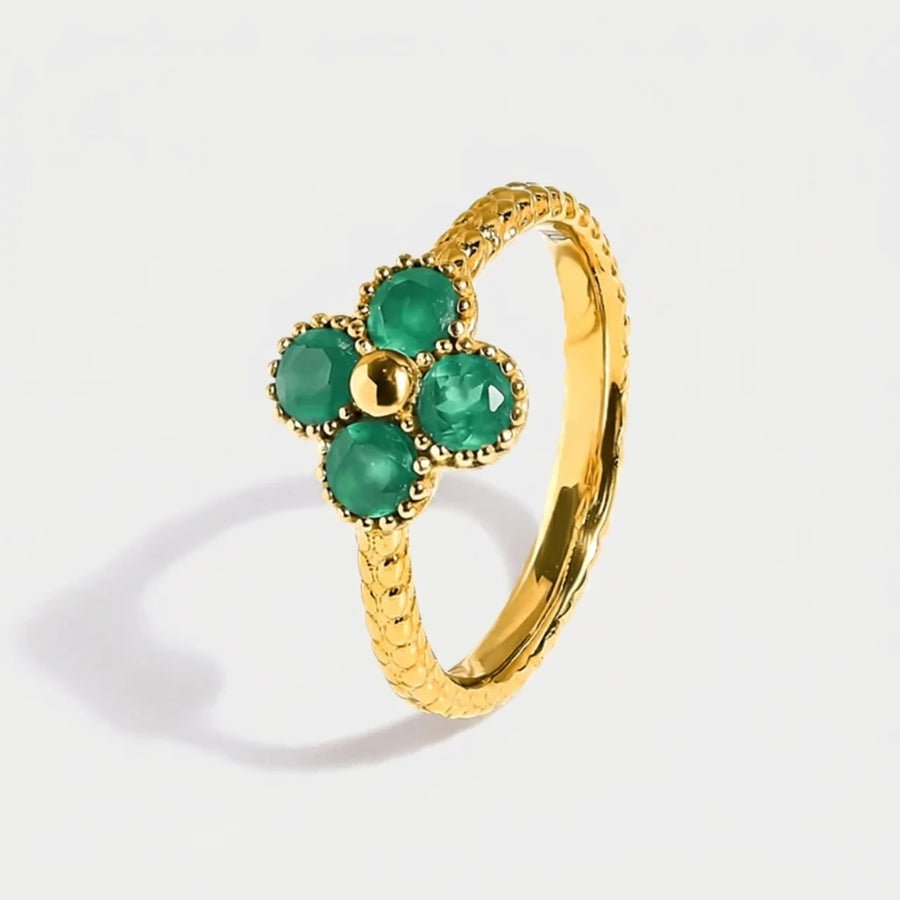 Lucky Green Onyx Ring in 18K gold or silver finish