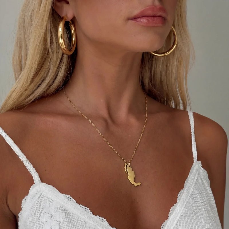 Map Necklace - Personalised Country Gold Pendant | Monrich