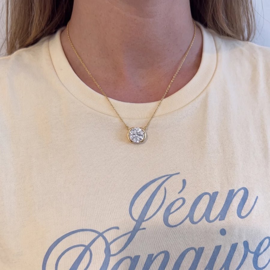 Moissanite Bezel Pendant Necklace