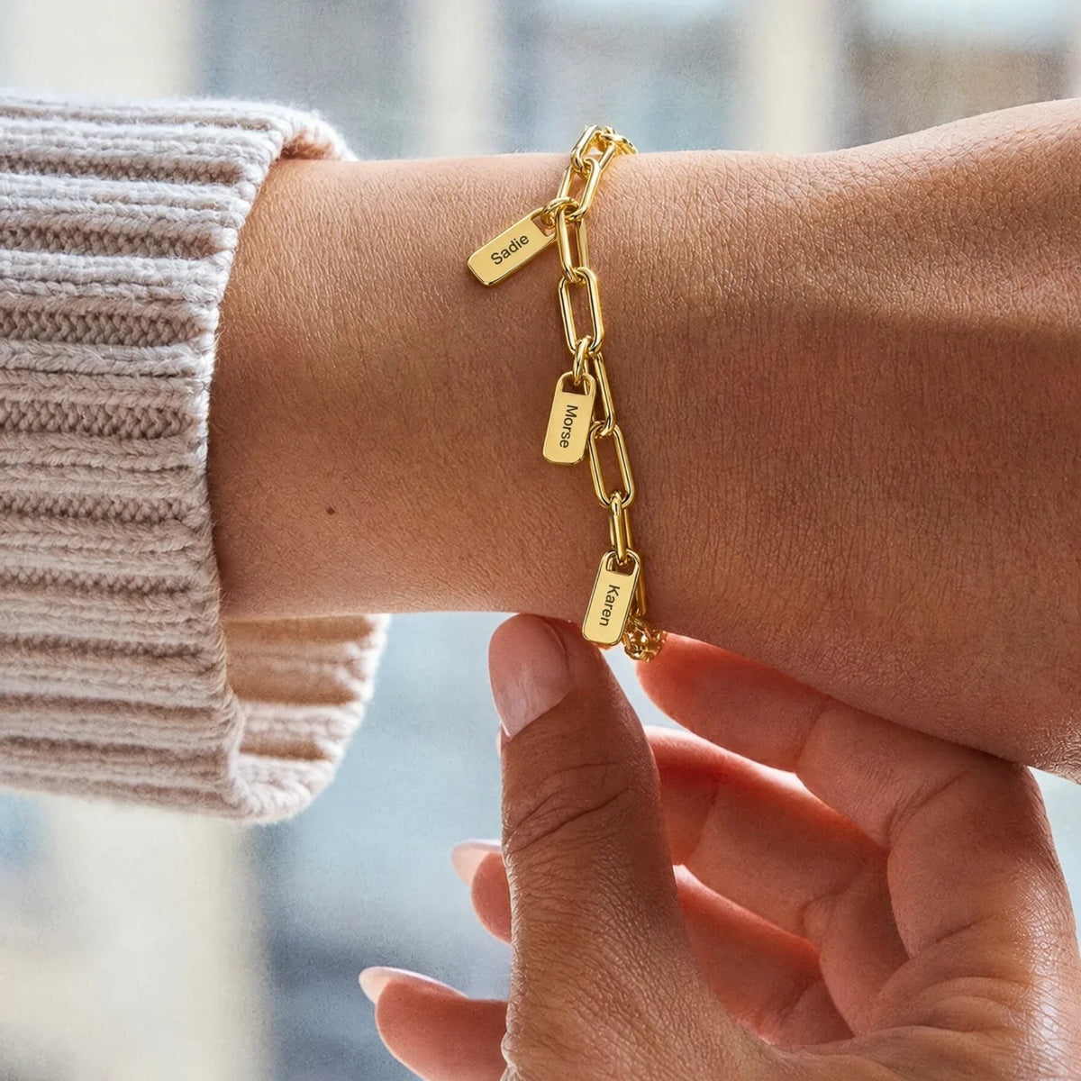 Paperclip Name Tag Custom Bracelet | Monrich