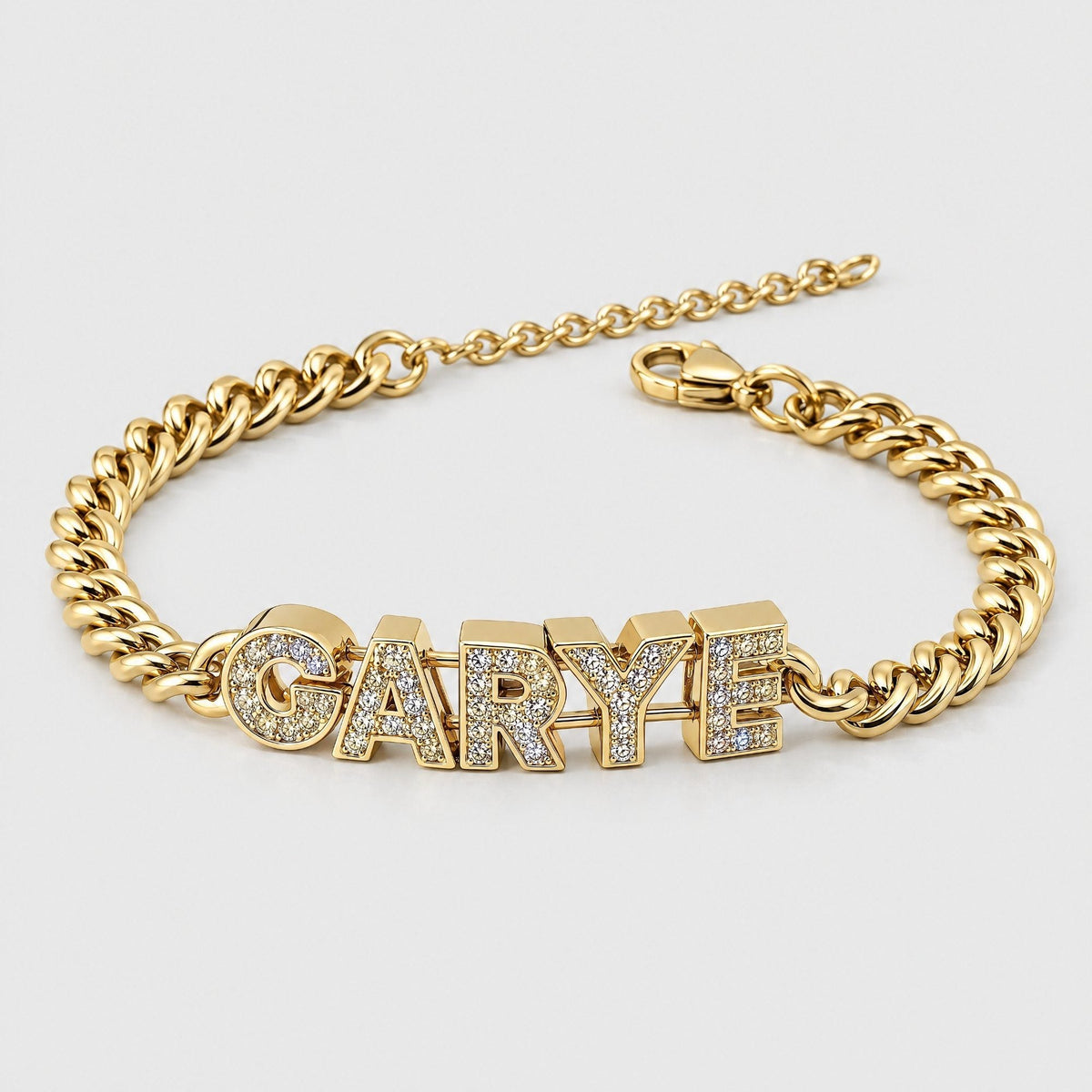Pavé Block Letter Custom Name Bracelet - Gold | Monrich