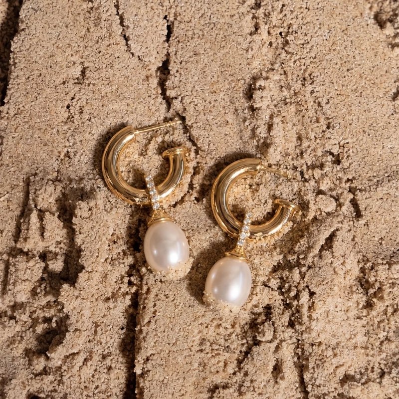 Pearl Drop Earrings - Nala Hoop | Monrich