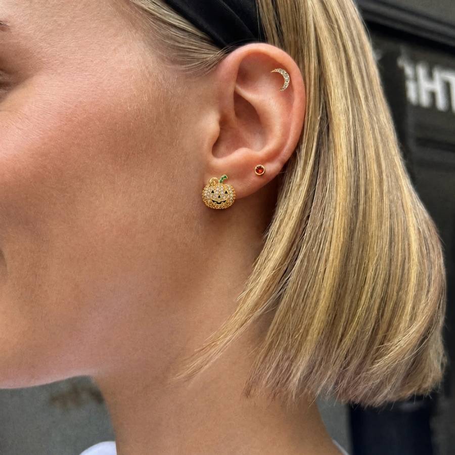 Pick Of The Patch Pavé Pumpkin Studs