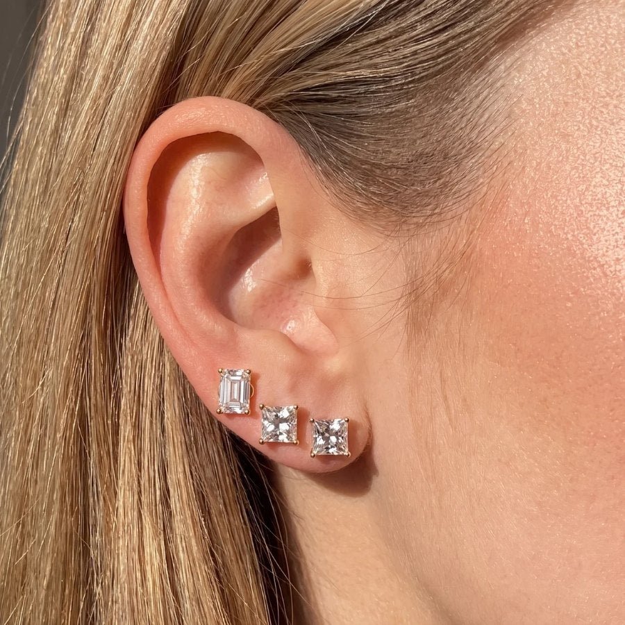 Princess Cut Moissanite Stud Earrings
