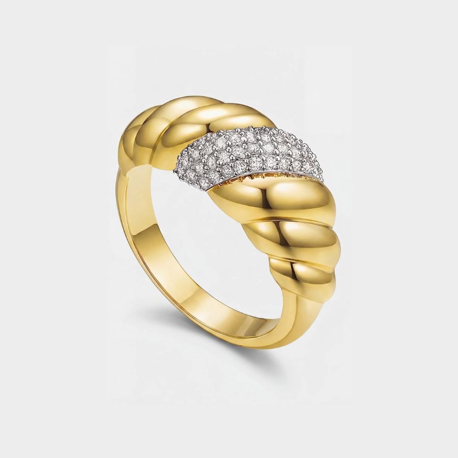 Croissant Ring - Serpentina Pavé - Gold | Monrich