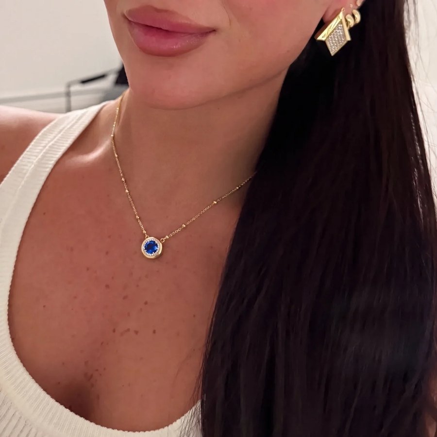 Sapphire Halo Necklace