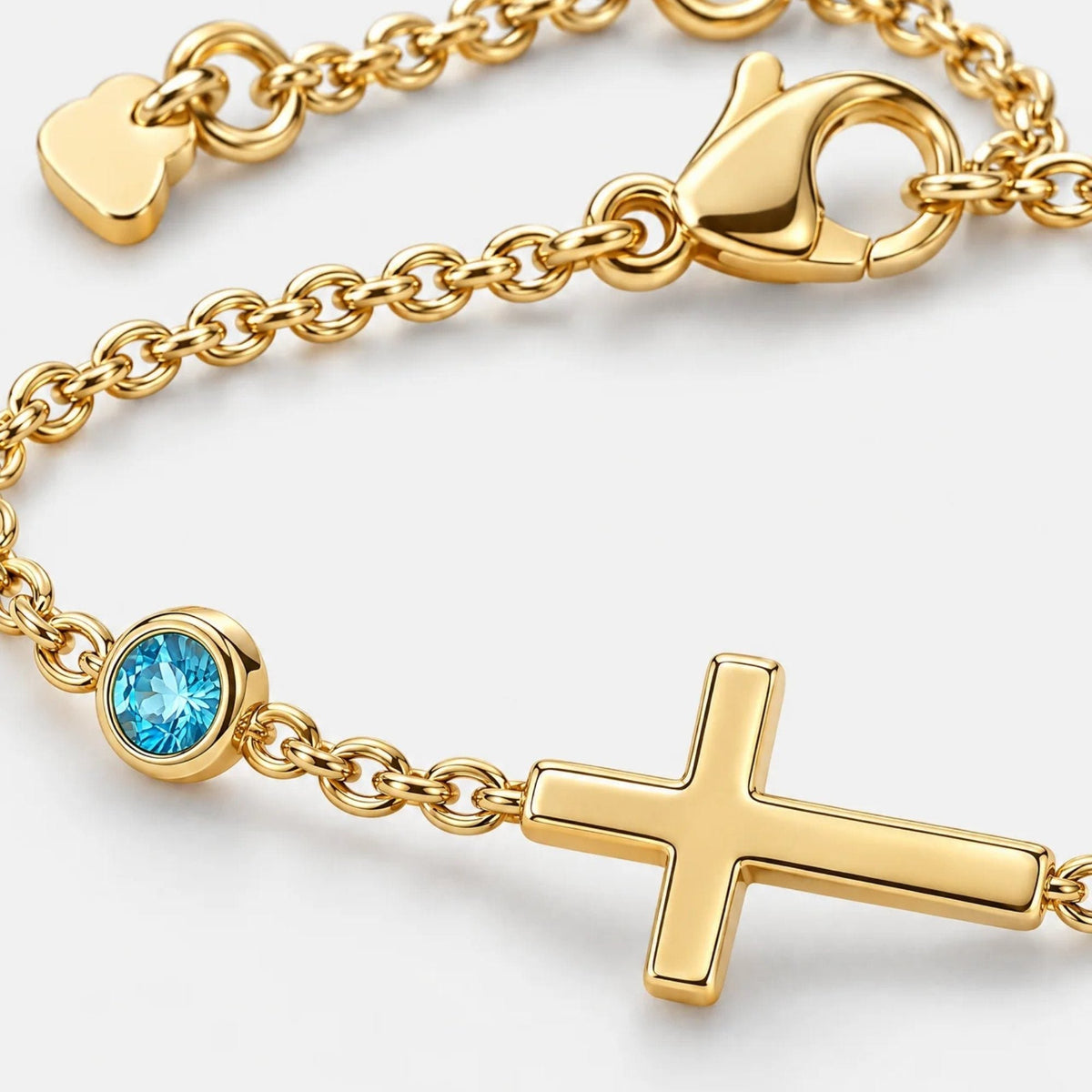 Sideways Cross Custom Birthstone Bracelet | Monrich