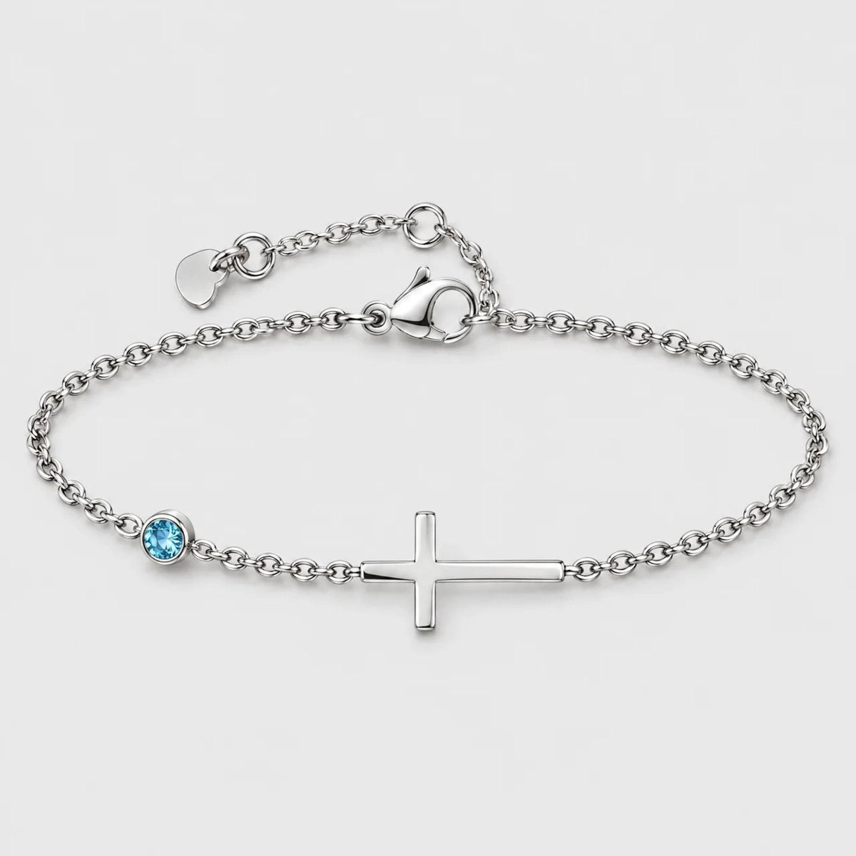 Sideways Cross Custom Birthstone Bracelet | Monrich
