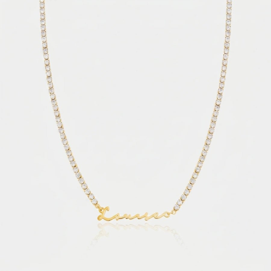 Tennis Name Necklace in 18K gold or silver finish