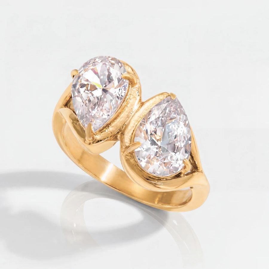 Toi Et Moi Pear Ring - Gold | Monrich